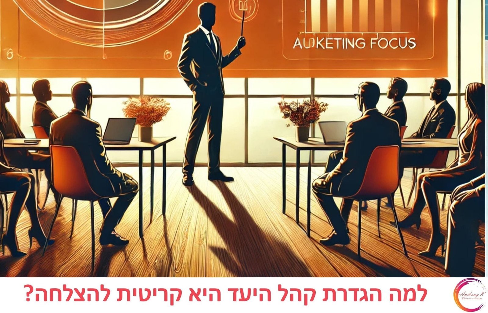 סצנה עסקית מקצועית המדגישה נושא עסקי למה הגדרת קהל היעד היא קריטית להצלחה בהקשר של למה הגדרת קהל היעד היא קריטית להצלחה?
